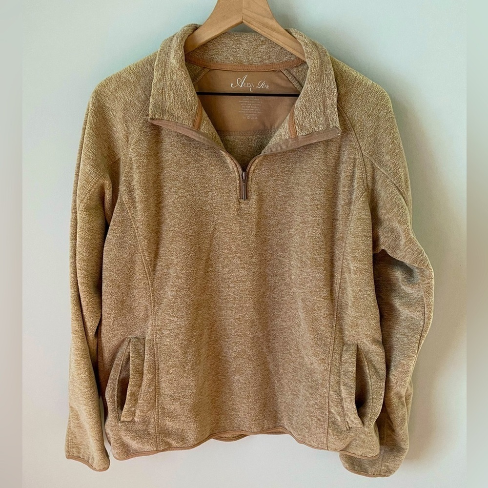 Womens Tan ALEXA RAE Heavy Fleece Lined  Hoodie Sweatshirt  Size Large Full Zip